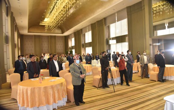 Chairs and Director showing respect towards national anthem - Copy Final Press Release by CBFIN on 5th of Saun, 078